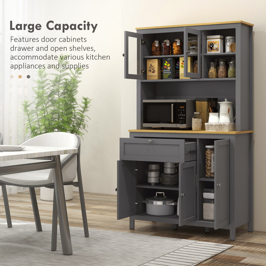 67" 4-Door Kitchen Pantry Cabinet, Freestanding Storage Cabinet Cupboard with Adjustable Shelves, White