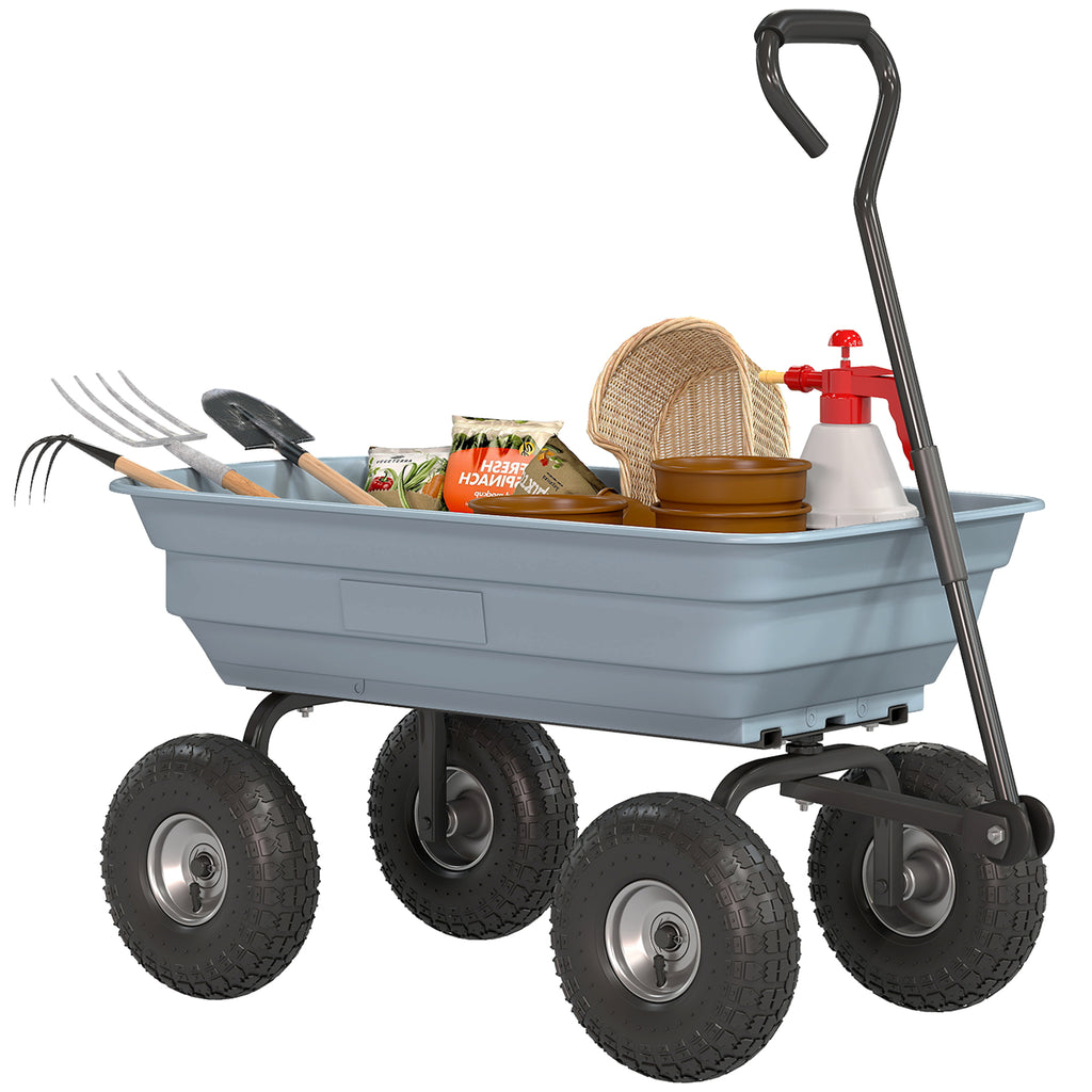 Steel Garden Cart with Handle and 10" Pneumatic Tires, Utility Wagon Cart for Garden, Patio, Lawn, 551 lbs Capacity