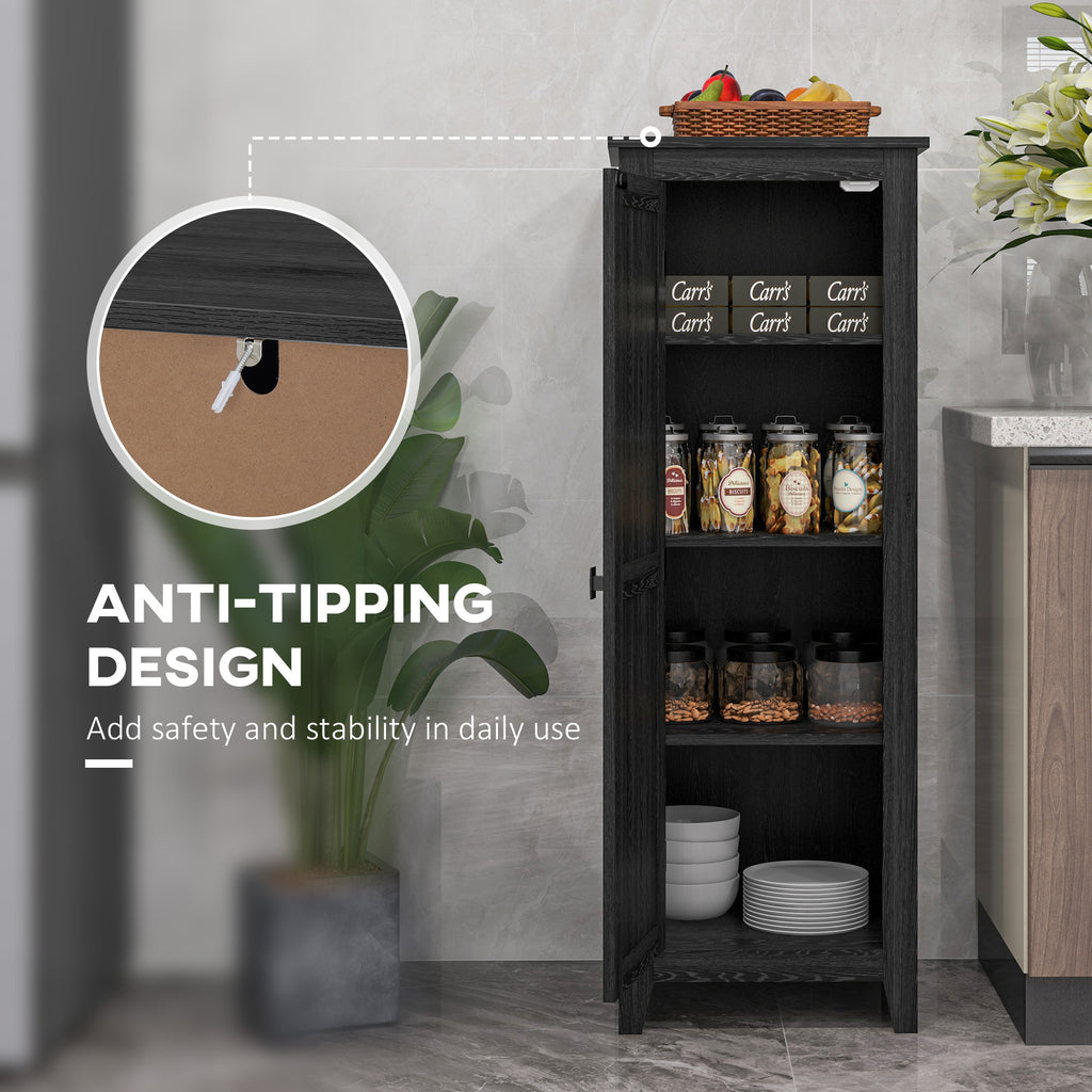 48" Farmhouse Kitchen Pantry Storage Cabinet with Barn Door, Kitchen Pantry Cabinet with Adjustable Shelves, White