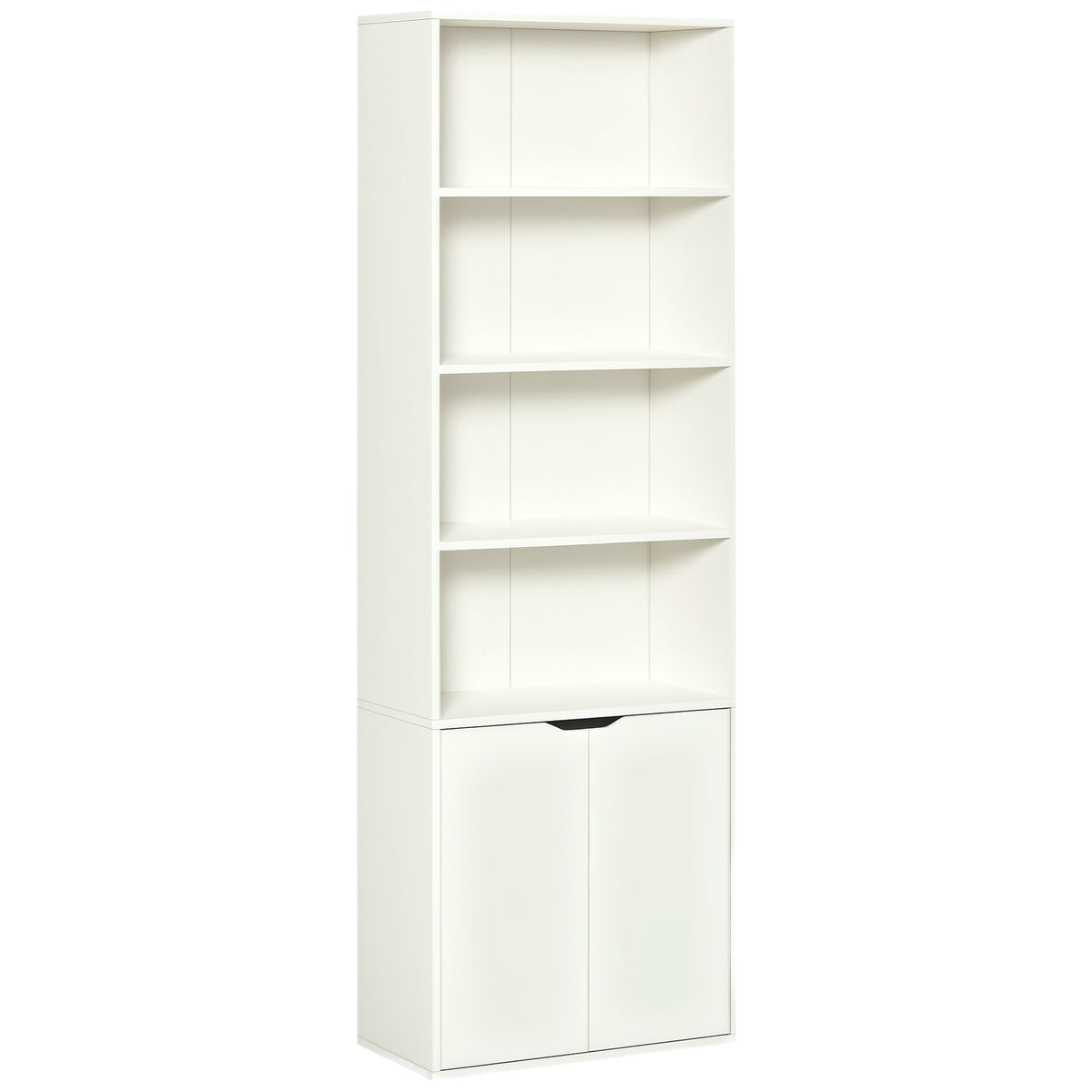 4-Tier Open Bookshelf with Doors Modern Home Office Bookcase Storage Cabinet for Living Room Bathroom Study, Oak