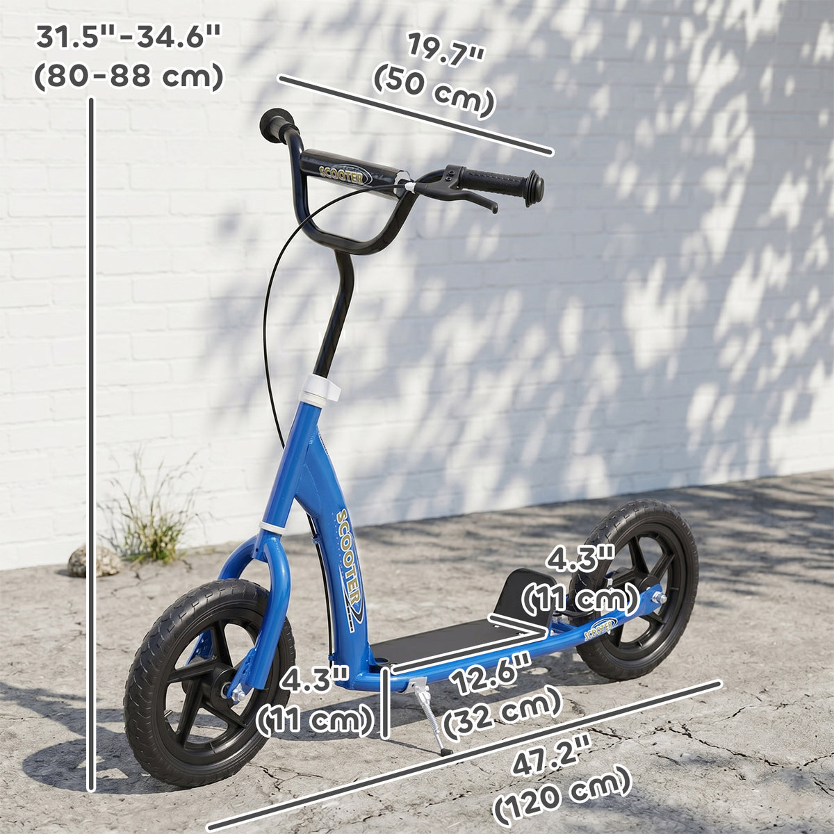 Adjustable Kids Pro Stunt Scooter Children Street Bike Bicycle Ride On with 12” Tire (Blue)