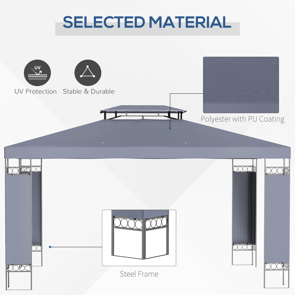 10' x 13' ደጋዊ ጋዜቦ፣ ድርብ ጣሪያ ደጋዊ ጋዜቦ ካኖፒ መከላኸሊ ምስ ስክሪን ዝሓበረ ኣእማን ፍሬም፣ ጻዕዳ