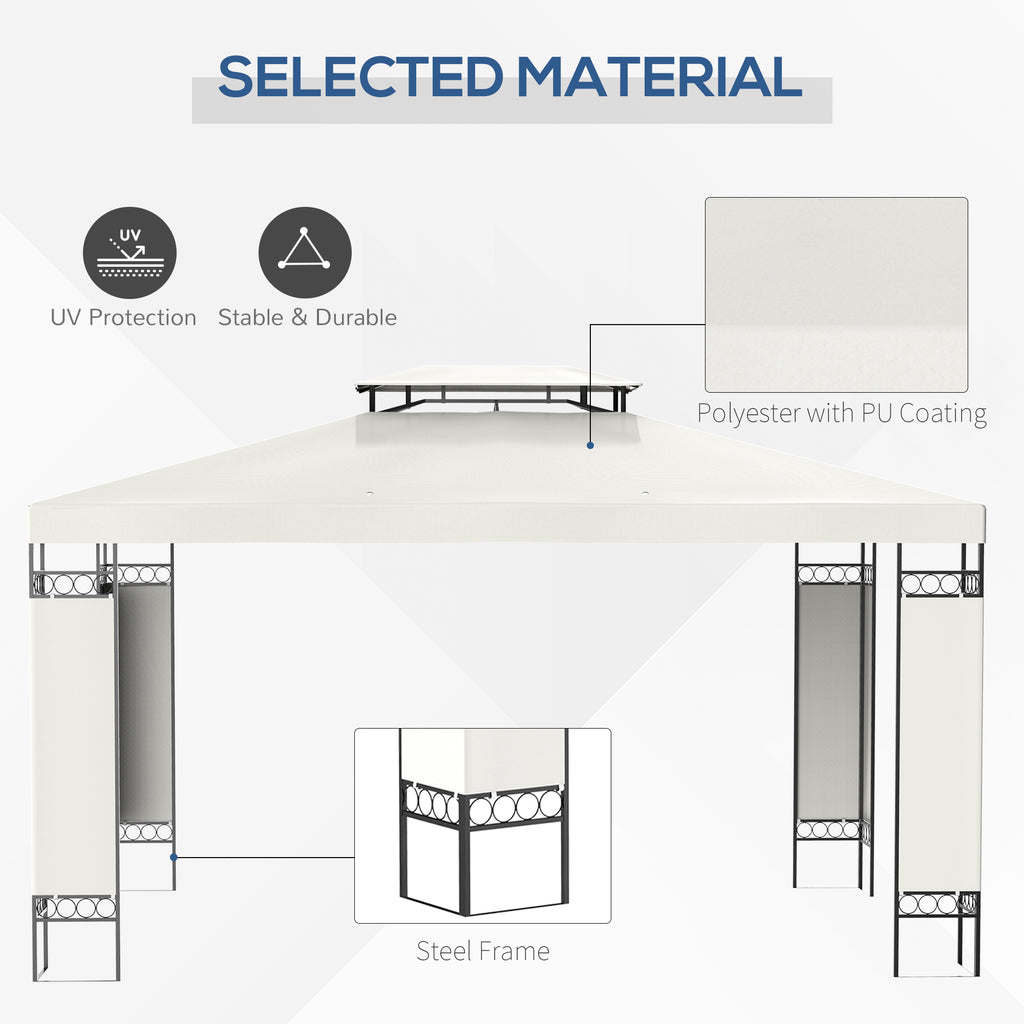 10' x 13' ደጋዊ ጋዜቦ፣ ድርብ ጣሪያ ደጋዊ ጋዜቦ ካኖፒ መከላኸሊ ምስ ስክሪን ዝሓበረ ኣእማን ፍሬም፣ ጻዕዳ