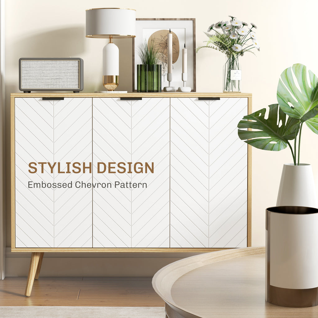 Modern Sideboard and Buffet, Dining Room Cabinet with Adjustable Shelves for Kitchen, Living Room, Natural