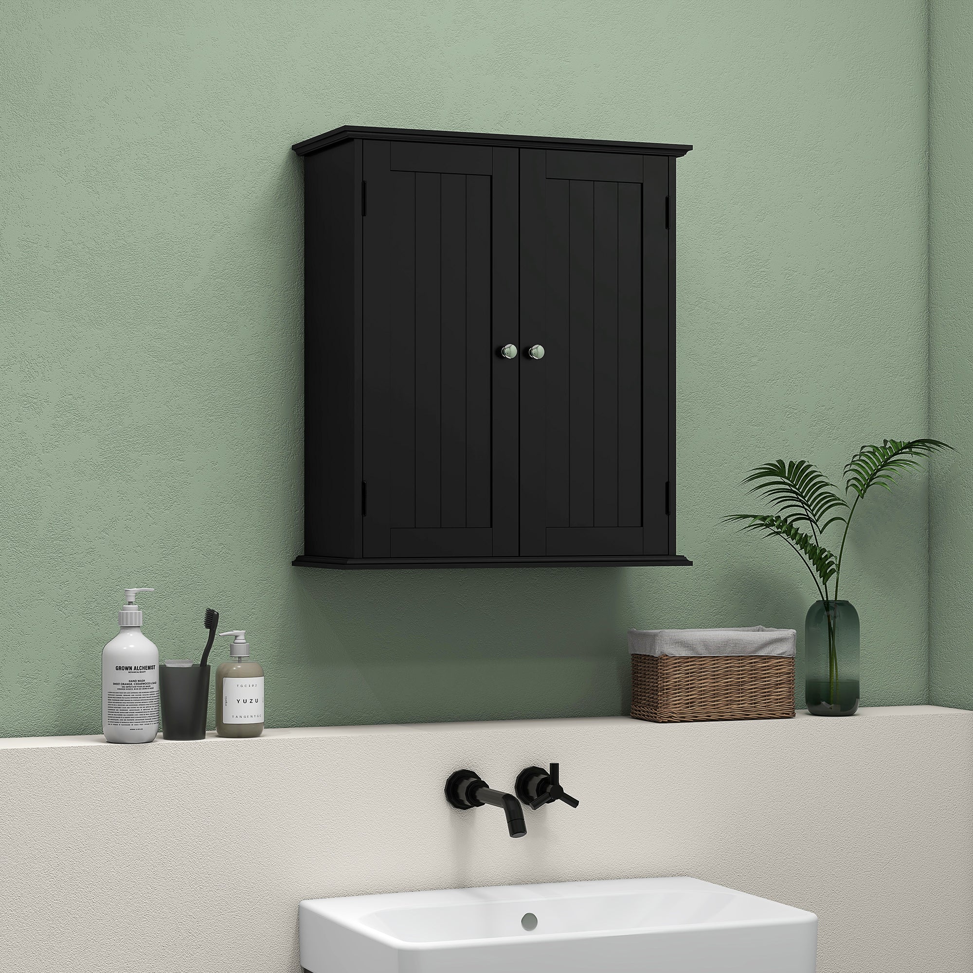 Bathroom Medicine Cabinet, Wall Cabinet with 2 Doors and Adjustable Shelf, Space Saver Over Toilet Cabinet