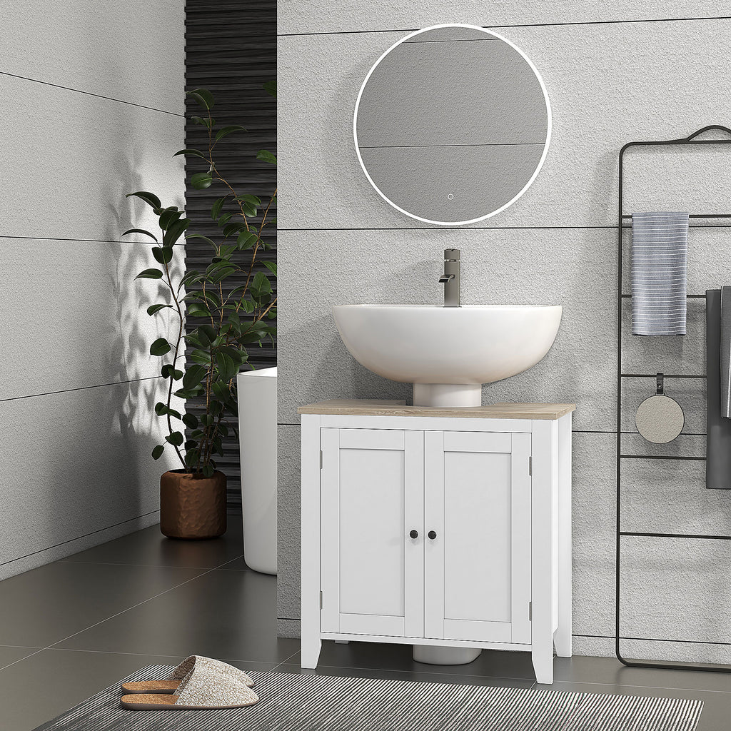 Bathroom Sink Vanity Unit, Under Sink Bathroom Cabinet with U-Shape Design and Adjustable Shelf, White