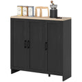Modern Sideboard Buffet Cabinet, Modern Kitchen Storage Cabinet with 3 Doors Adjustable Shelves, for Dining Room, Black