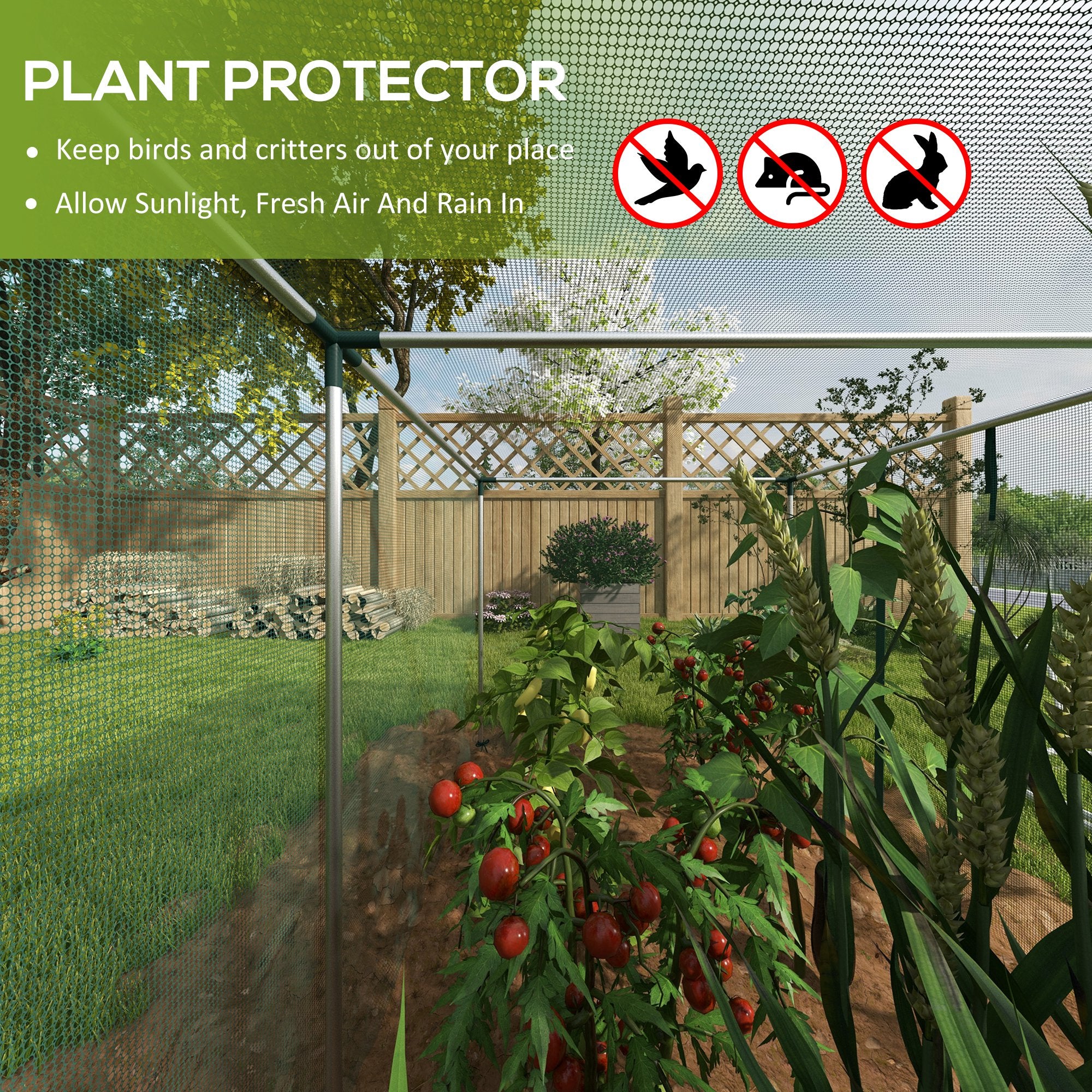 Galvanized Steel Crop Cage, Plant Protection Tent with Zippered Door, 4' x 4', Green