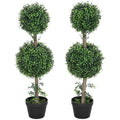 2 Pack 36.1" Artificial Trees, Boxwood Topiary Ball Trees with Pot for Indoor, Outdoor, Home Office, Living Room, Green