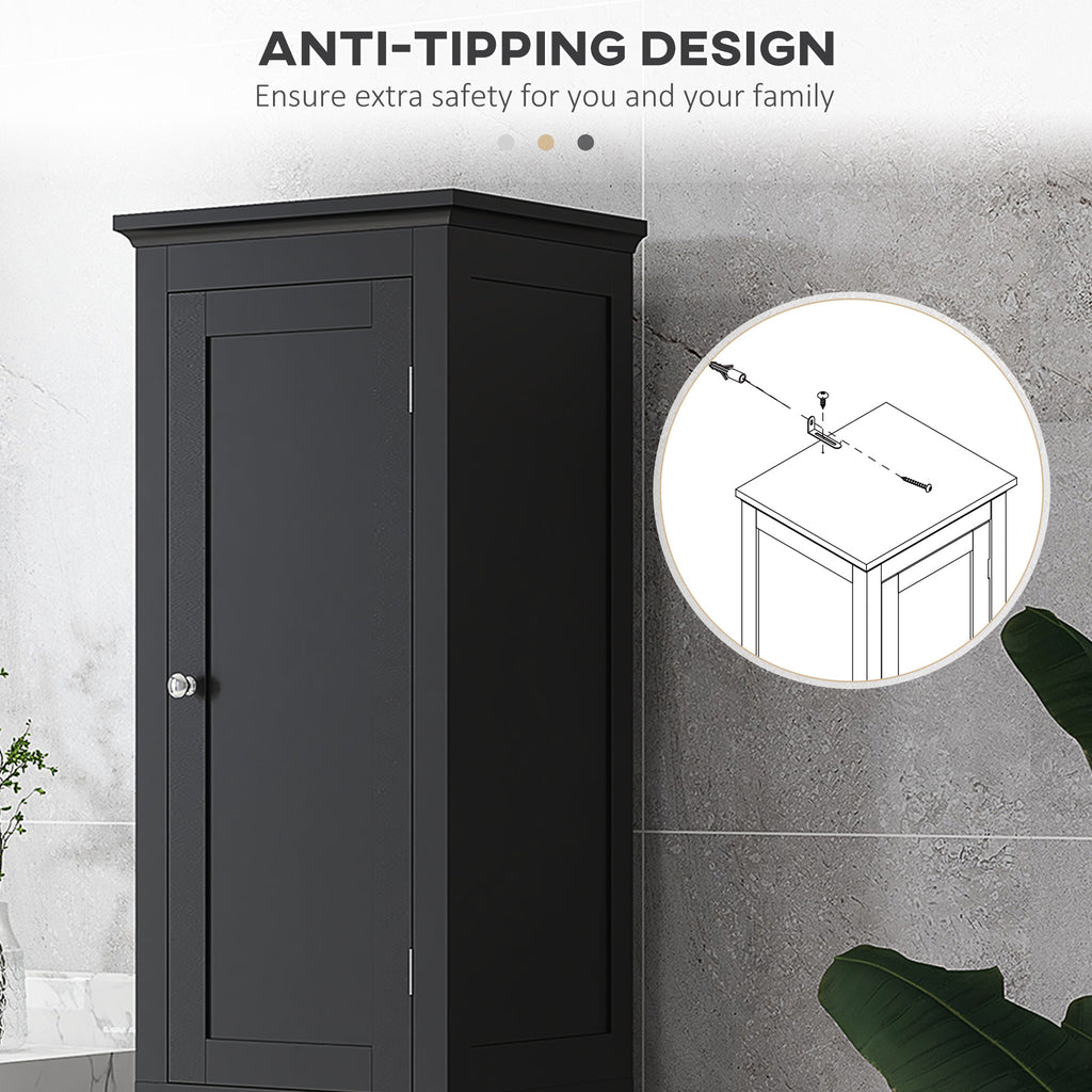 Tall Bathroom Cabinet, Freestanding Storage Organizer with Adjustable Shelves and Cupboards, 15" x 13" x 63", White