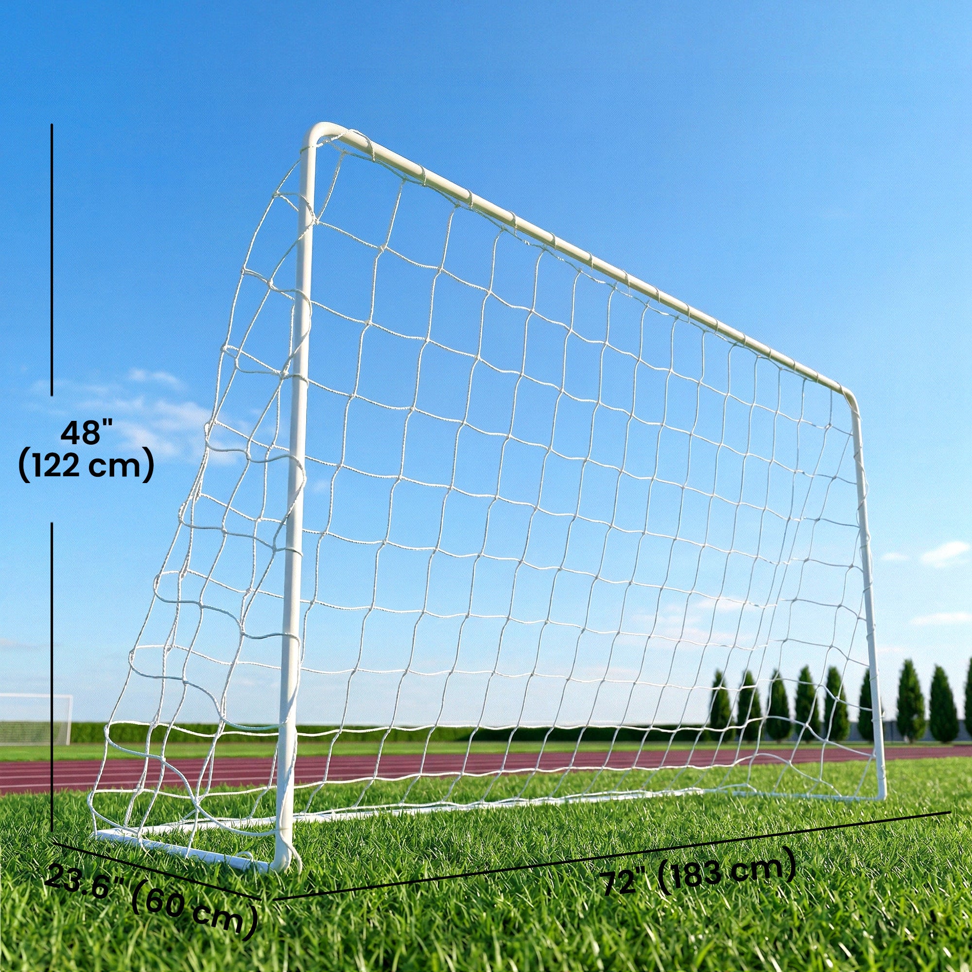 ሶዚየር ናይ ኩዕሶ እግሪ ጎል፡ 6 x 4 ጫማ ተንቀሳቓሲ ናይ ልምምዲ ናይ ኩዕሶ እግሪ መርበብ ምስ ናይ ናይሎን መርበብ፡ ናይ ብረት ፍሬም፡ ንውሽጢ ወይ ደገ ኣጠቓቕማ።