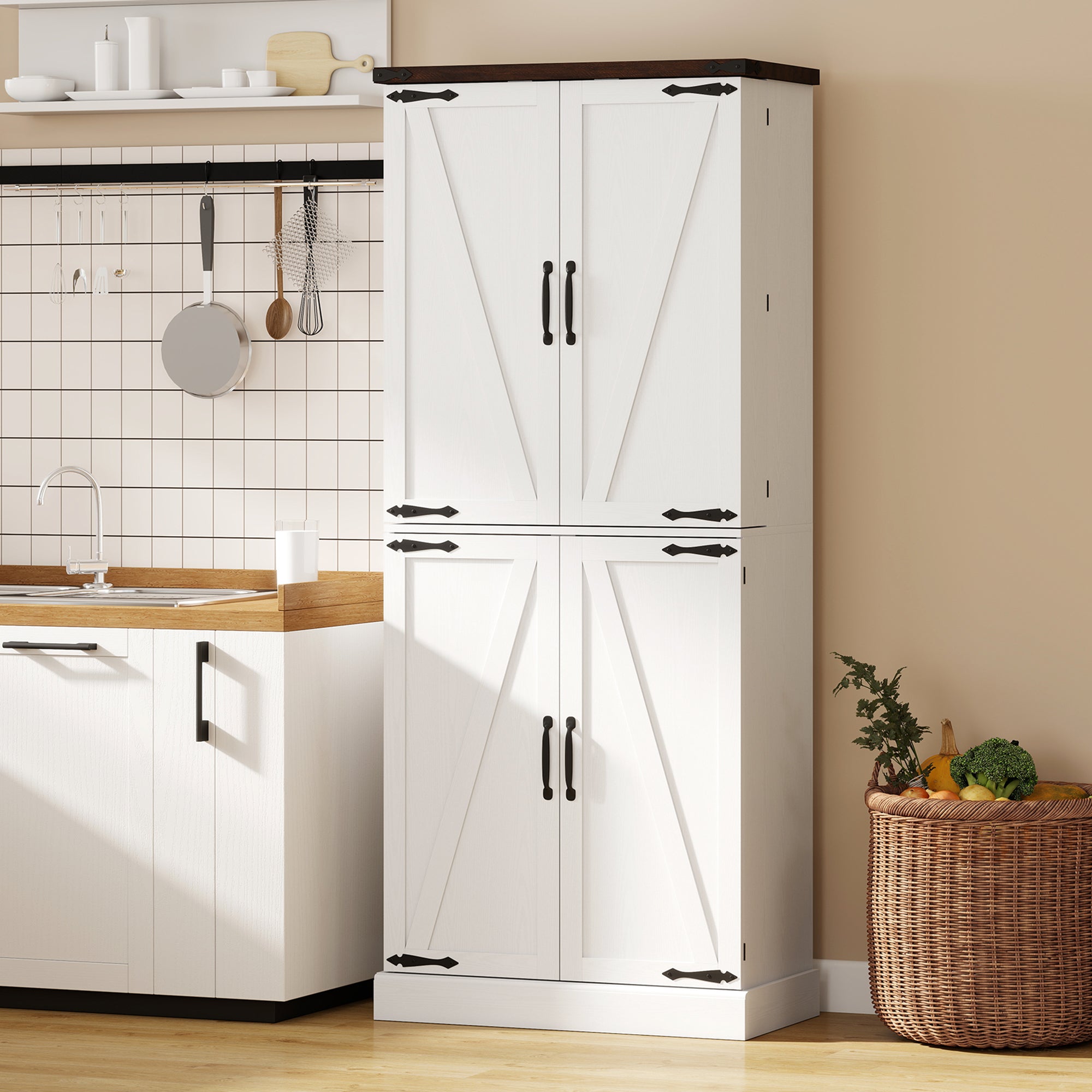 72" ቁመት ዘለዎ ናይ ክሽን መደርደሪ ካቢኔት፣ ናይ ሓደራ መደርደሪ ካቢኔት ምስ 8 ናይ ማዕጾ መደርደሪታትን ተስተኻኻሊ መደርደሪታትን፣ ጸሊም