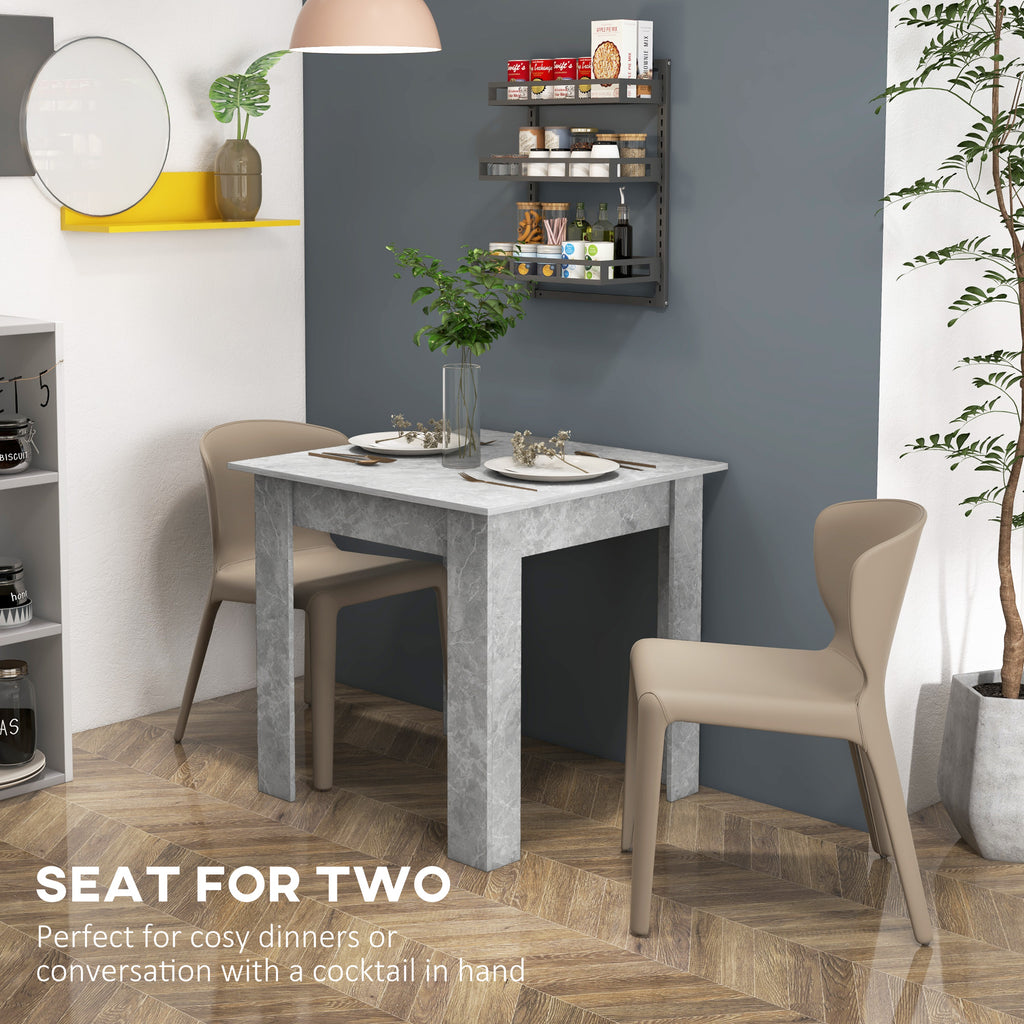 Square Dining Table, Modern Dining Room Table with Faux Cement Effect, Space Saving Small Kitchen Table, Cement Grey