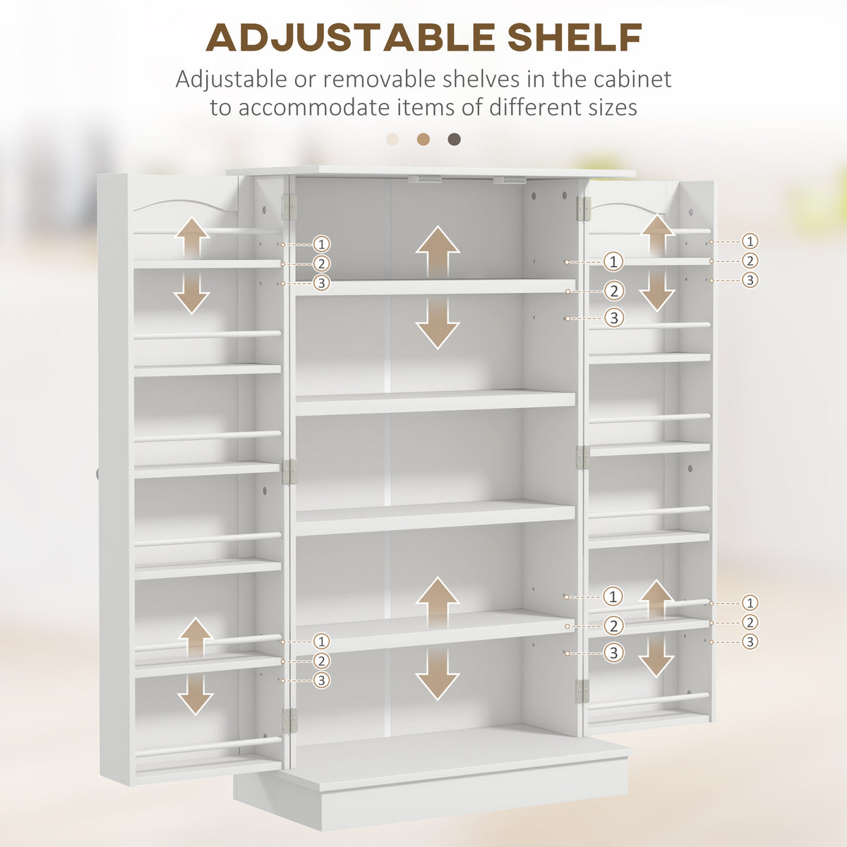 Freestanding Pantry Cabinet 41 Inch Kitchen Pantry with Spice Racks and Adjustable Shelves for Home Use, White
