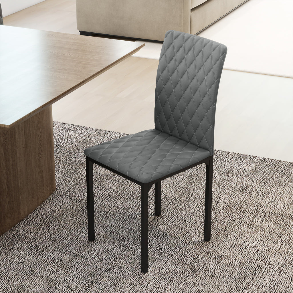 Set of 4 Modern Dining Chairs, Tufted High Back Side Chairs with Upholstered Seat, Steel Legs for Living Room, Kitchen