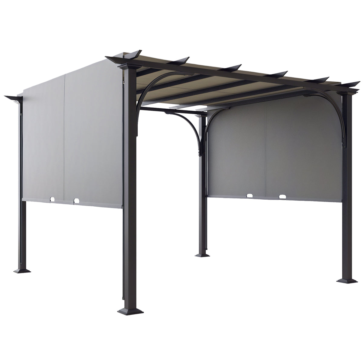 10' x 10' Outdoor Pergola Patio Gazebo Canopy Sun Shelter, Steel Frame, White