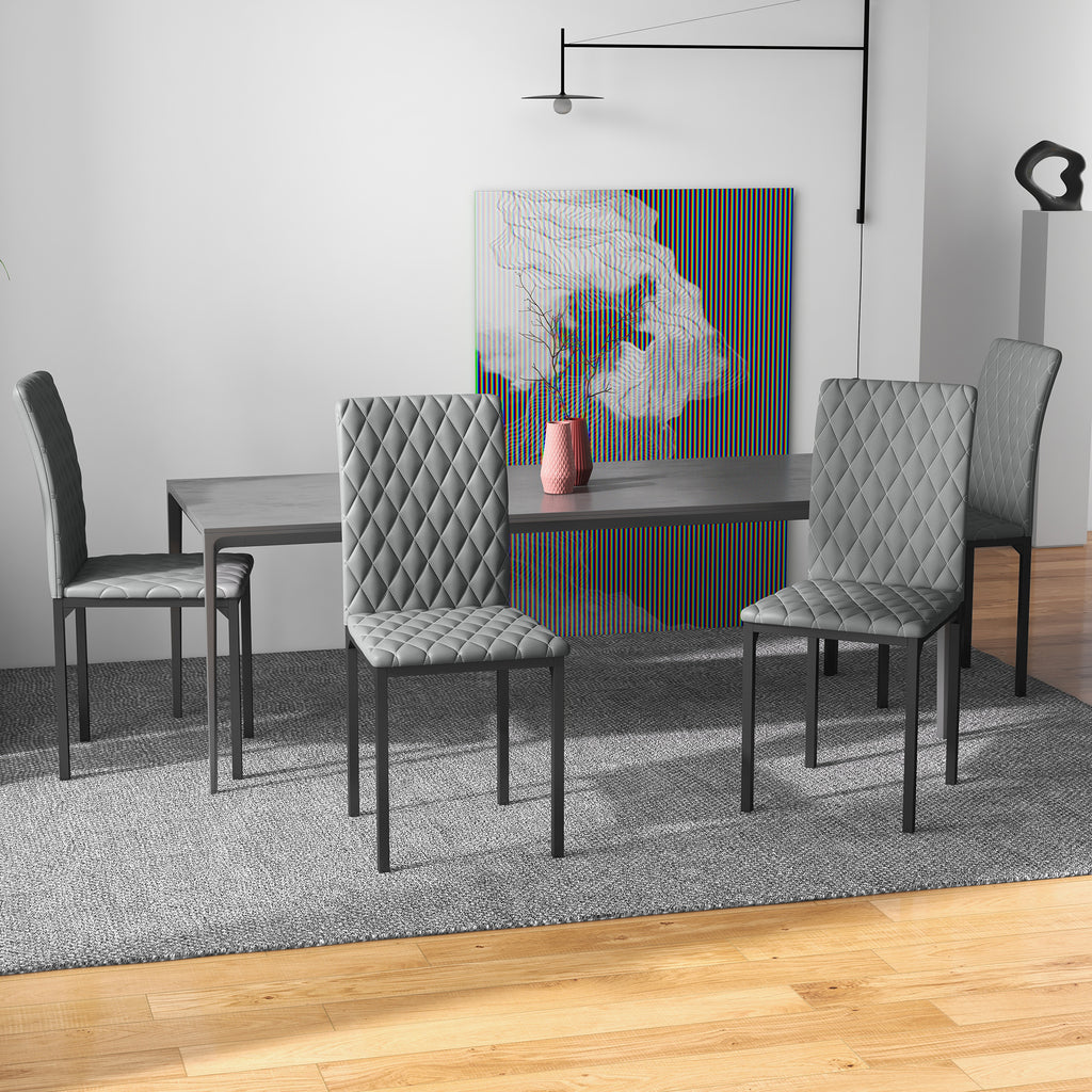 Set of 4 Modern Dining Chairs, Tufted High Back Side Chairs with Upholstered Seat, Steel Legs for Living Room, Kitchen