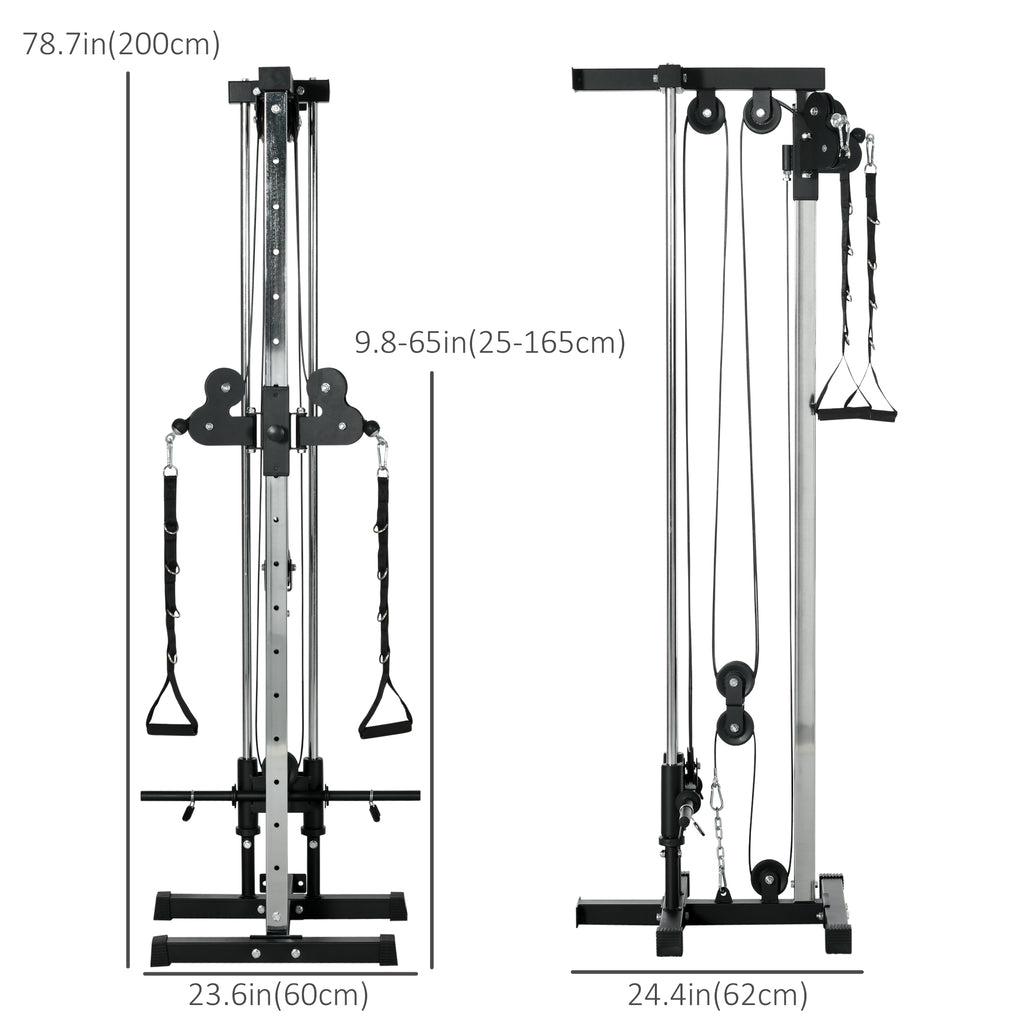 Soozier Wall Mount Cable Station, 15 Positions Adjustable Dual Pulley Machine Cable Crossover Machine Home Gym Equipment