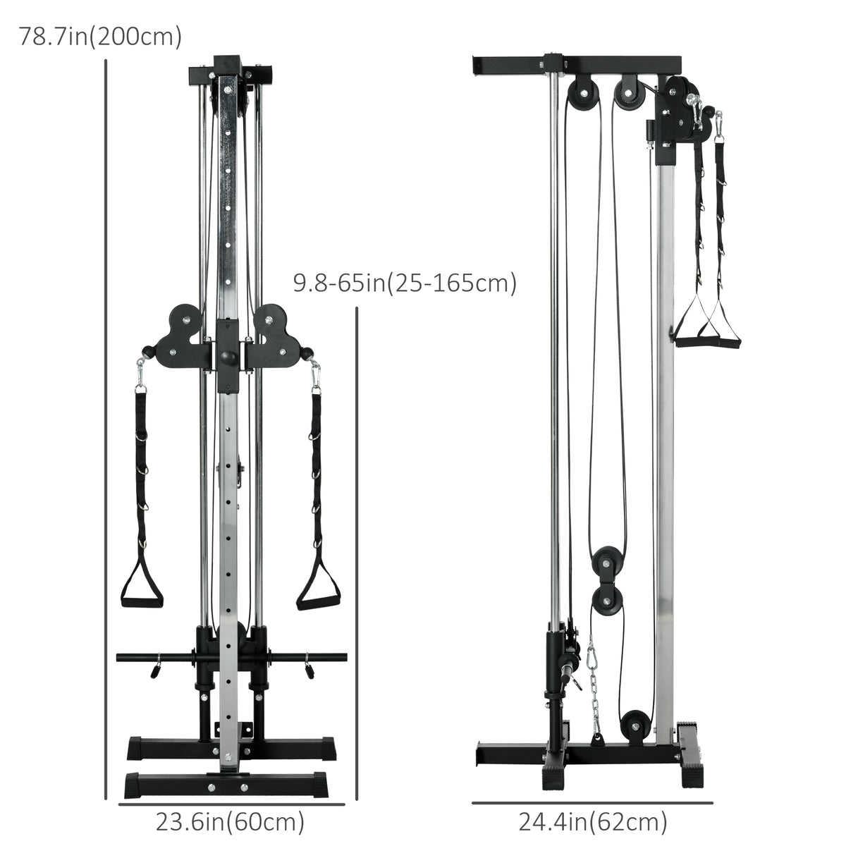 Soozier Wall Mount Cable Station, 15 Positions Adjustable Dual Pulley Machine Cable Crossover Machine Home Gym Equipment