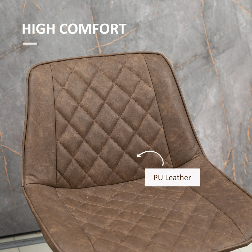 PU Leather Counter Height Bar Chairs Set of 2, 27.75" Bar Stools with Metal Legs for Dining Area, Kitchen Island, Brown