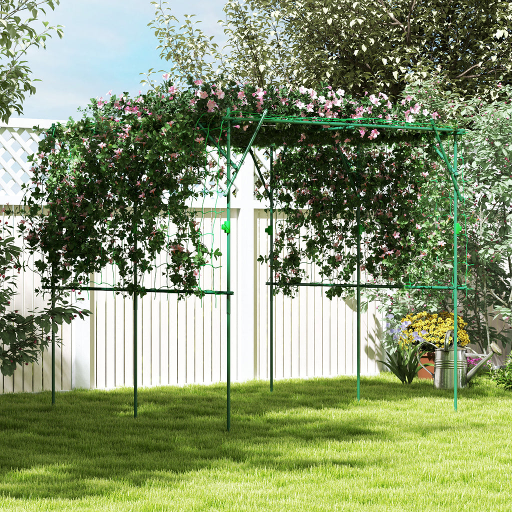 Garden Arch Cucumber Trellis for Climbing Plants, 7.3 FT Tall Metal Plant Trellis Support with Climbing Net, Black