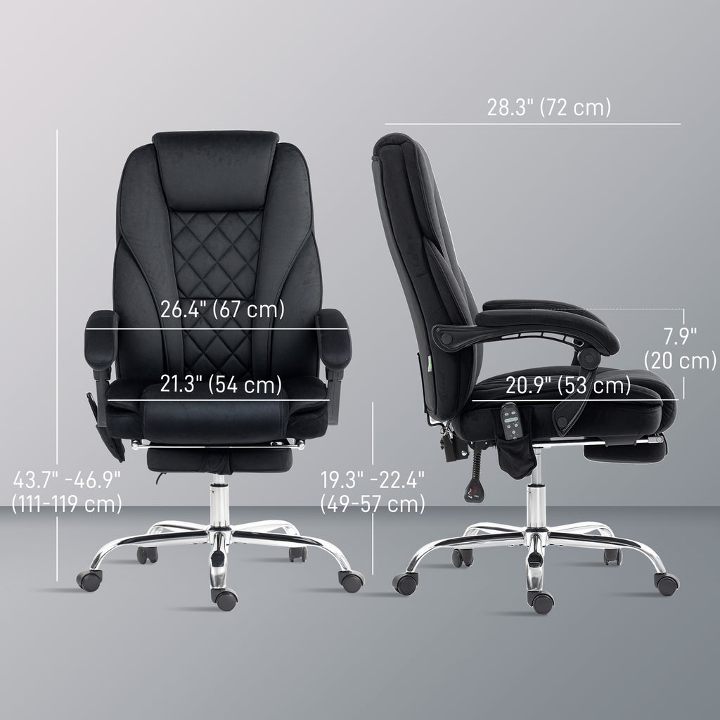 Massage Office Chair, Reclining Computer Chair with Adjustable Height and Footrest, Brown