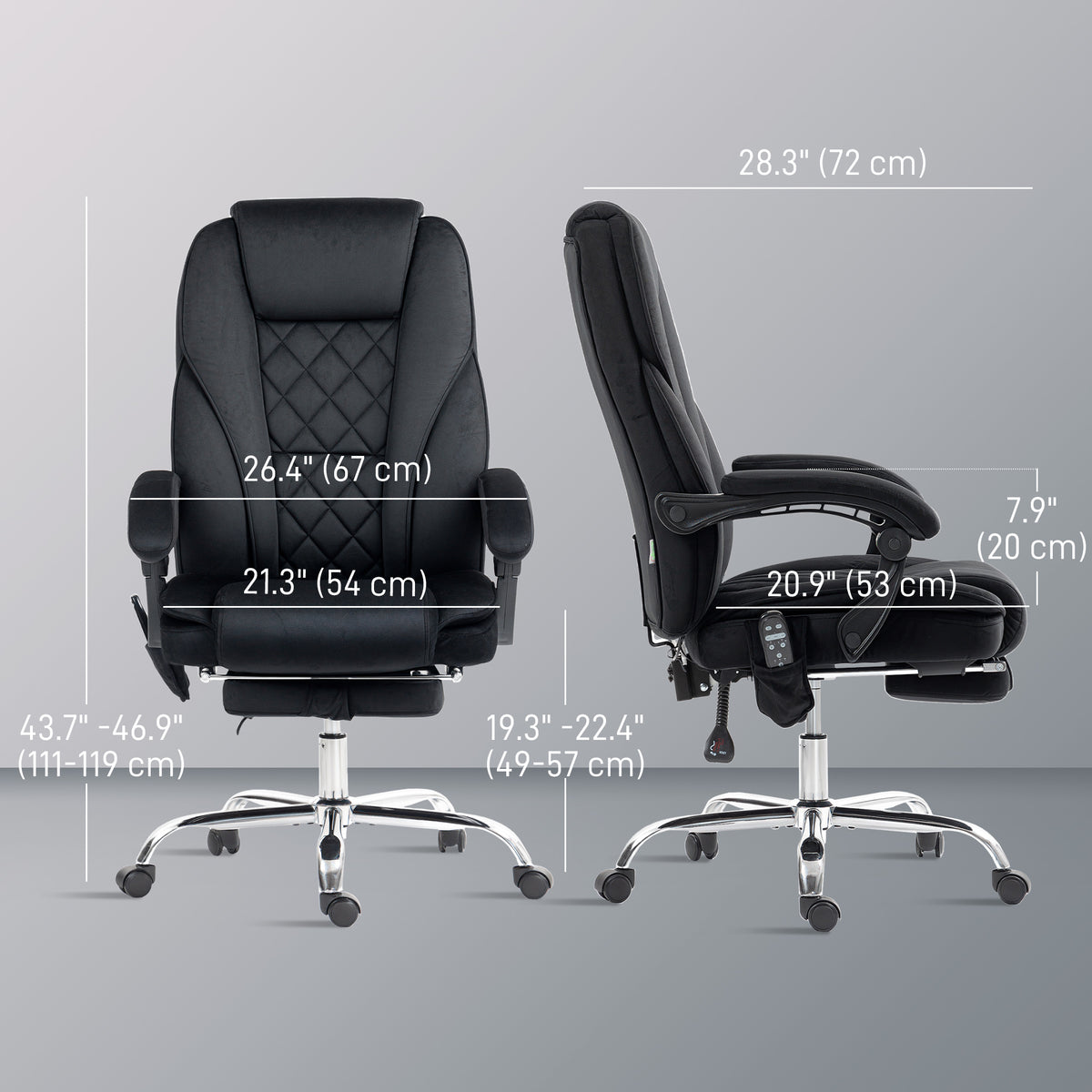 Massage Office Chair, Reclining Computer Chair with Adjustable Height and Footrest, Brown