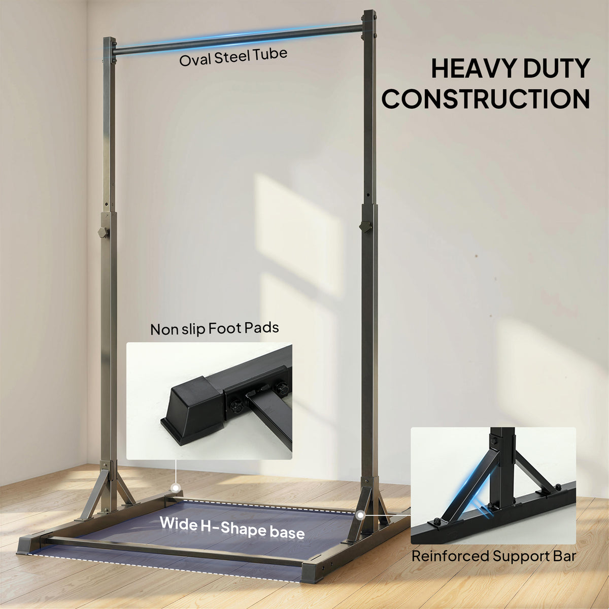 Soozier Portable Pull Up Station, Height Adjustable Pull Up Bar with 8 Levels for Home Gym Strength Training, 440LBS Capacity