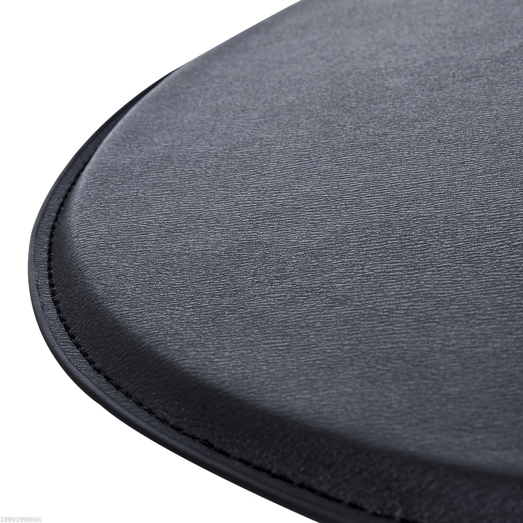 Modern Round Bar Table Adjustment Height Home Pub Bistro Desk Faux Leather Covered Wooden Top Chrome Base Black