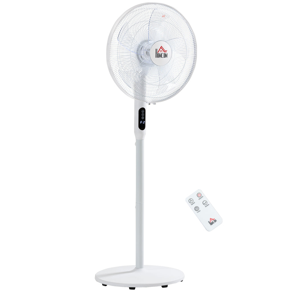 Floor Standing Fan with Remote Control, Oscillating, LED Screen, Stand Up Cooling Fan, Tall Pedestal Electric Fan for Home Bedroom, Black