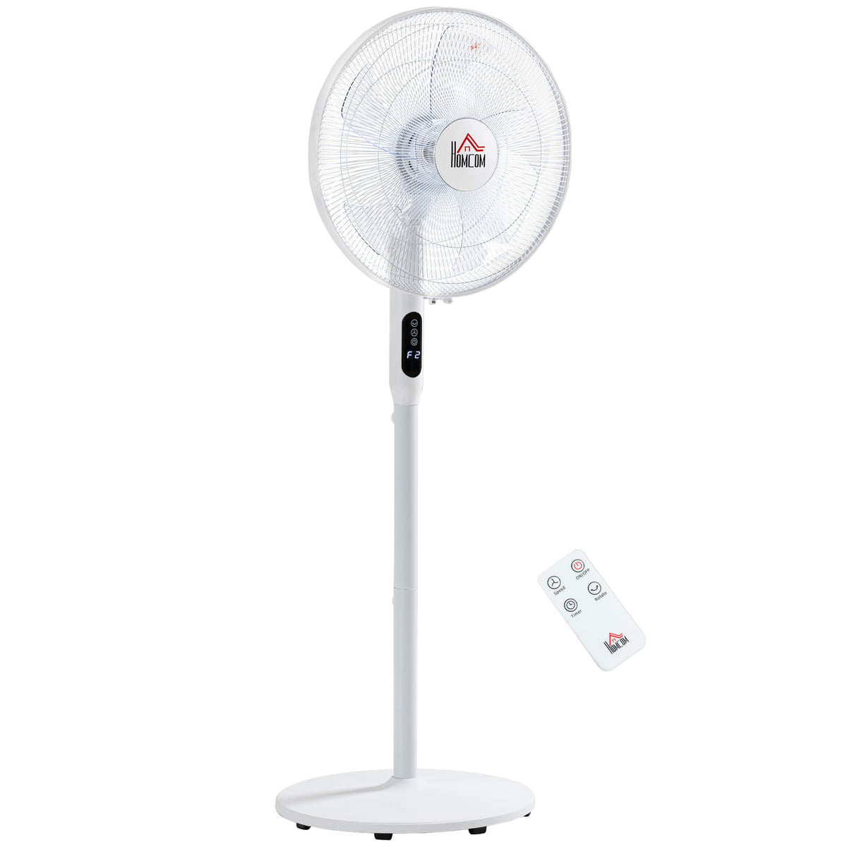 Floor Standing Fan with Remote Control, Oscillating, LED Screen, Stand Up Cooling Fan, Tall Pedestal Electric Fan for Home Bedroom, Black