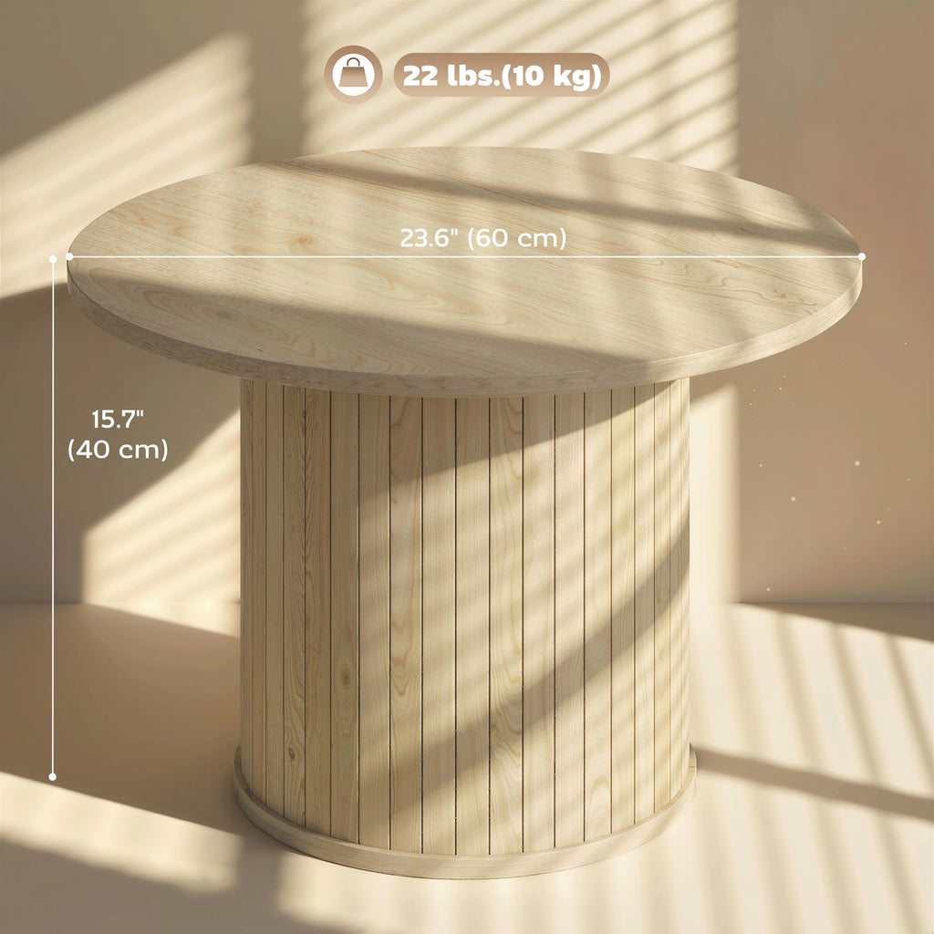 Round Coffee Table, 31.5" Center Table, Natural Wood