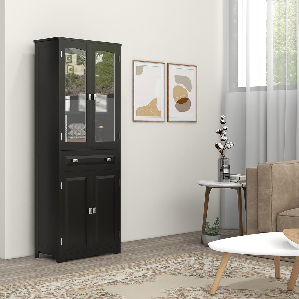 67" 4-Door Kitchen Pantry Cabinet, Freestanding Storage Cabinet Cupboard with Adjustable Shelves, White