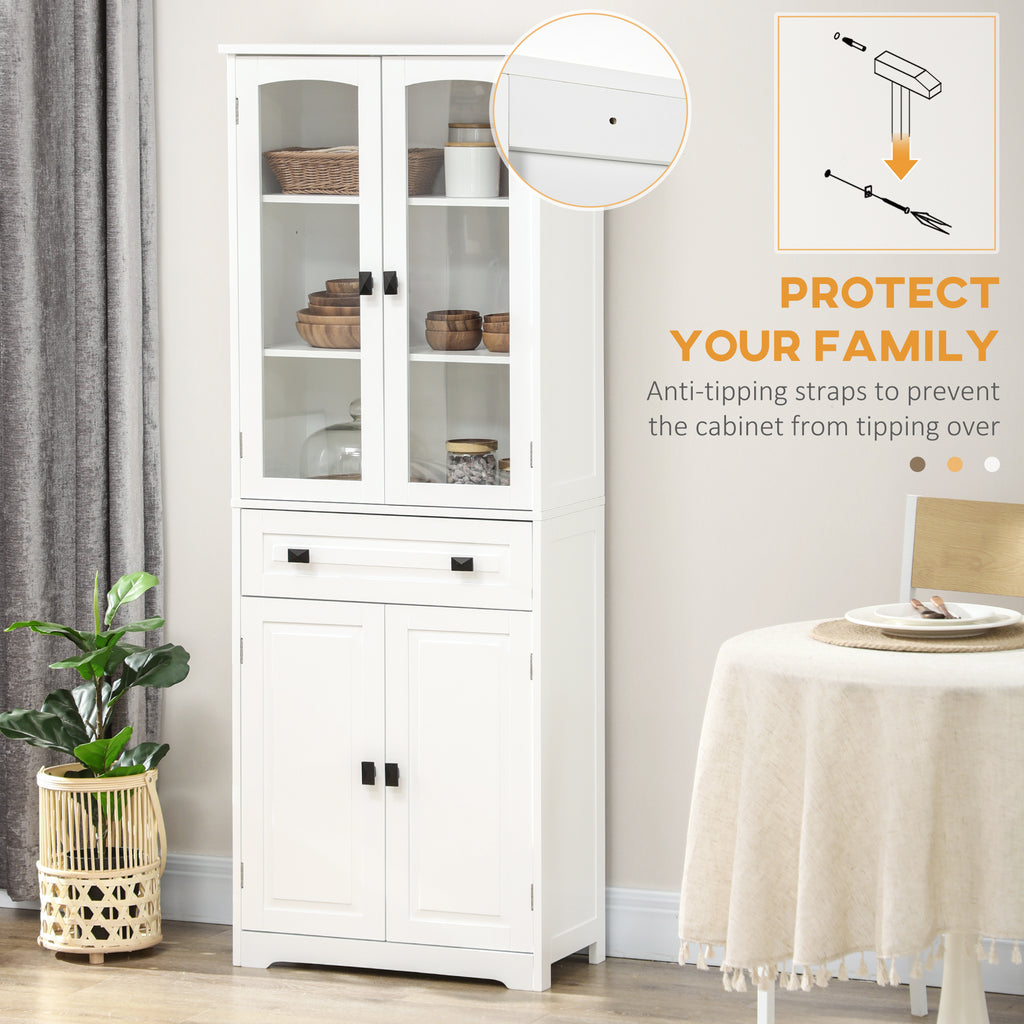 67" 4-Door Kitchen Pantry Cabinet, Freestanding Storage Cabinet Cupboard with Adjustable Shelves, White