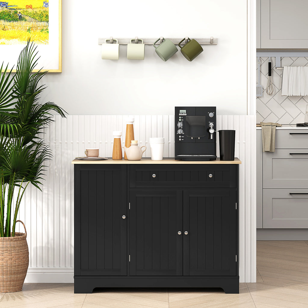Modern Sideboard Cabinet, 41" Kitchen Buffet Cabinet with Drawer, Adjustable Shelf, 3 Doors for Dining Room, Grey