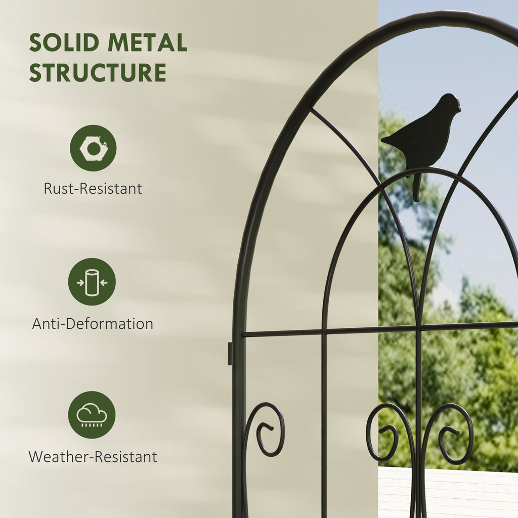 Set of 2 Metal Garden Trellis, Decorative Trellis Panels, Bird Design, 150 x 50 cm, Black