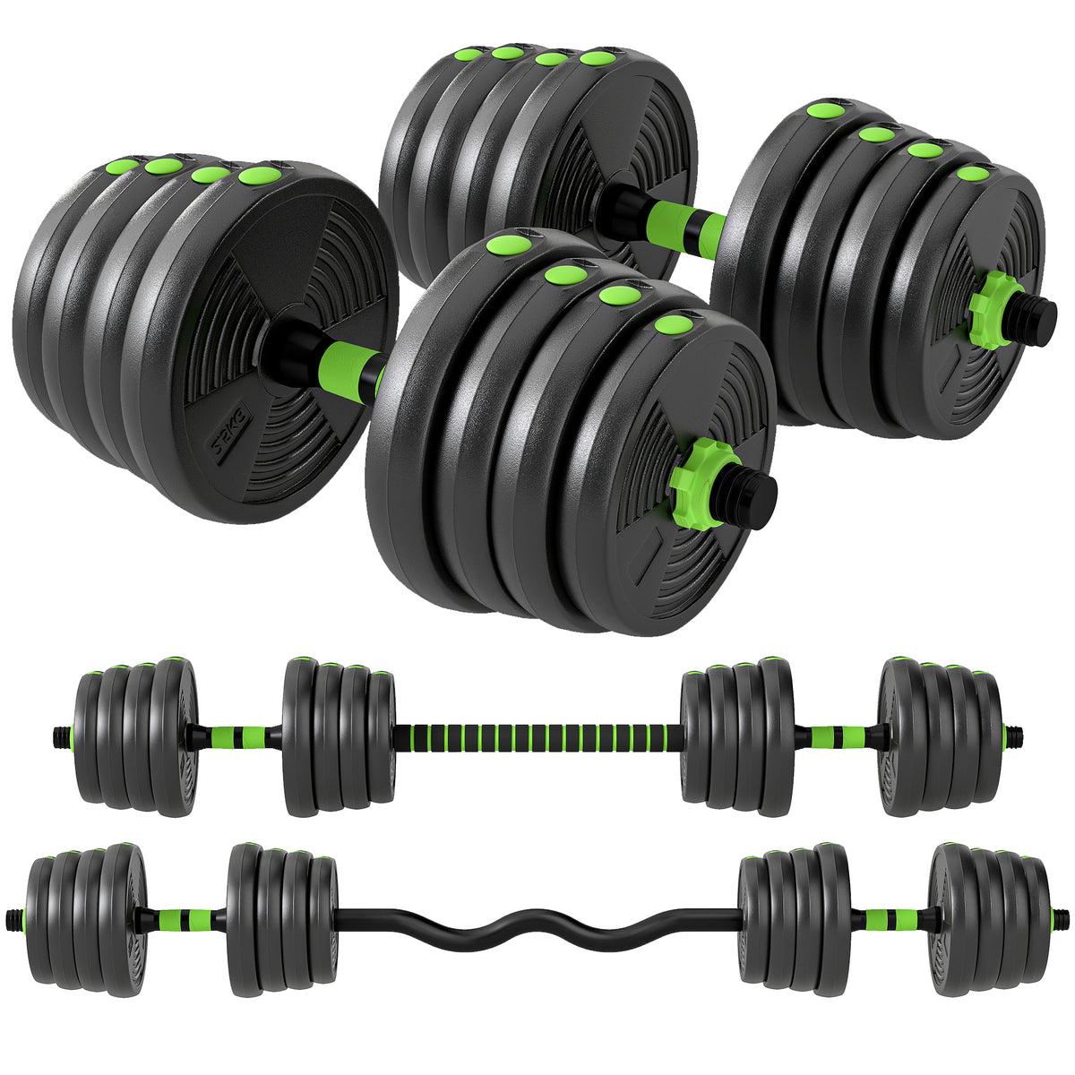Soozier Adjustable Dumbbell Set, 3 in 1 Weights Dumbbells Set for Home Gym, 33lb Free Weights with Connector and Non-Slip Grip