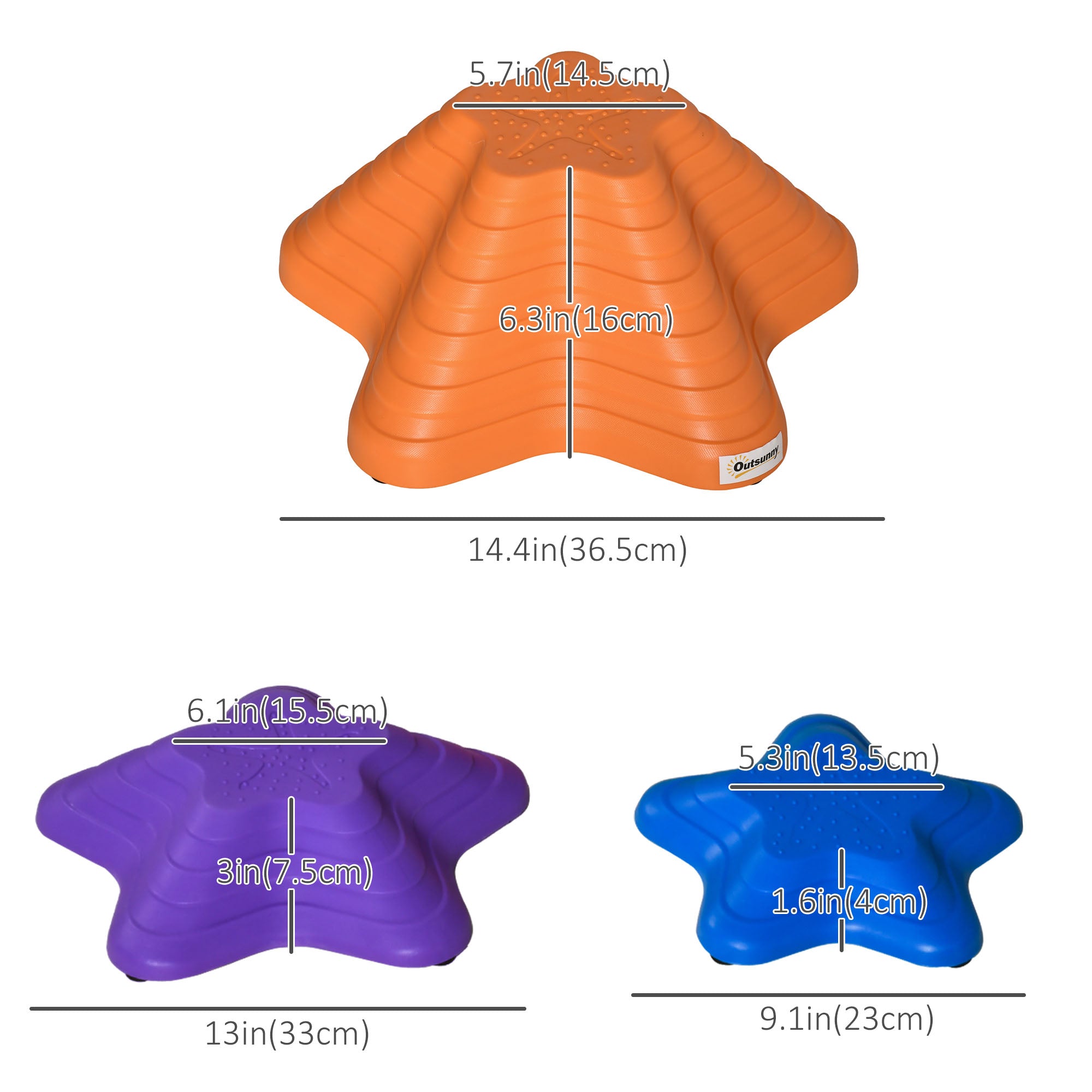 6PCs Larger Size Balance Stepping Stones for Kids with Non-slip Bottom, Stackable Obstacle Course Outdoor Indoor,  Play River Rocks with Starfish Style