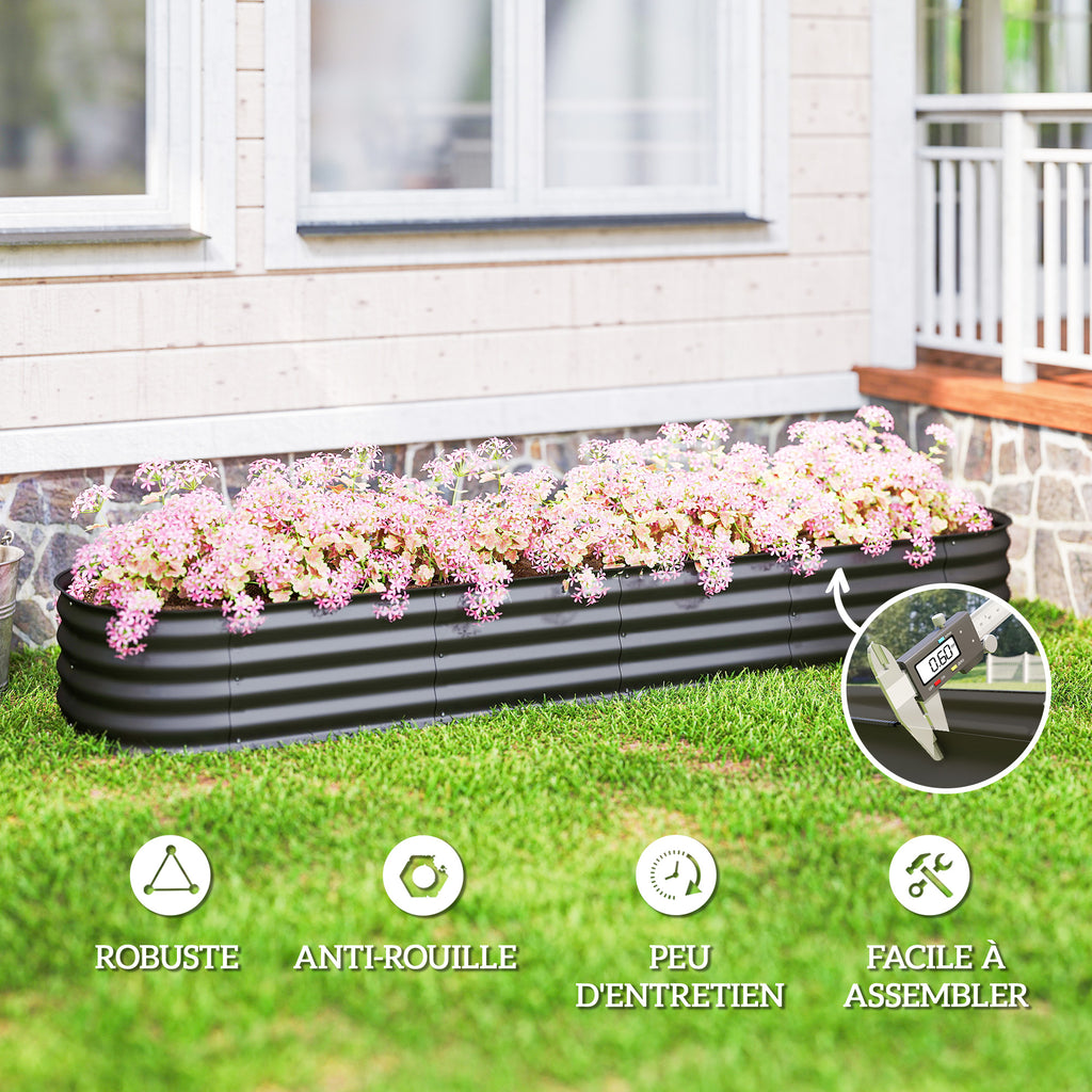 6.4 x 2 x 1ft Galvanized Raised Garden Bed Kit, Metal Planter Box with Safety Edging, Dark Grey