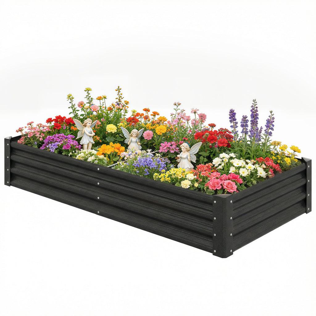 8 x 1.3 x 1.5ft Galvanized Raised Garden Bed, Reinforced Outdoor Planter Box with Open Bottom, Green