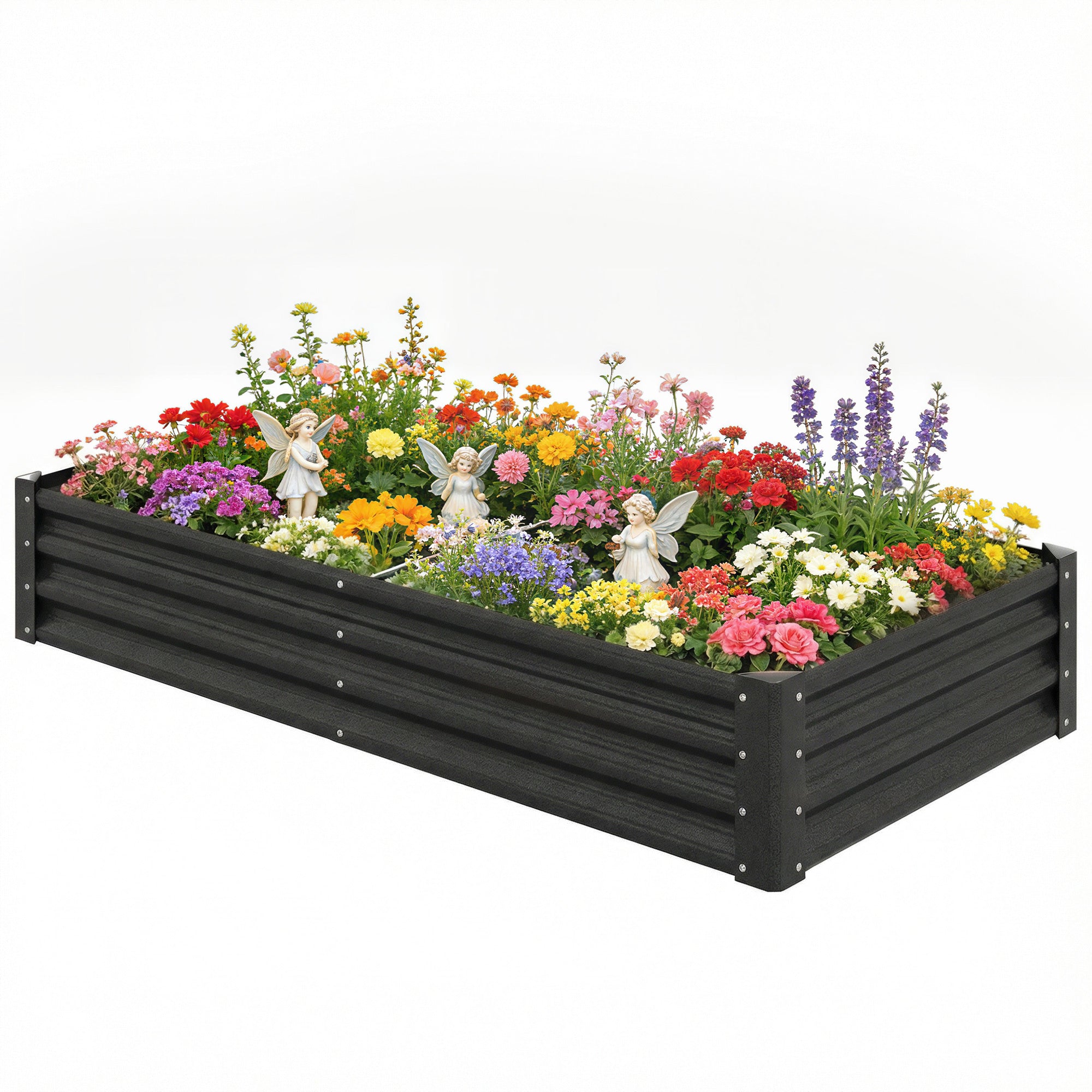 8 x 1.3 x 1.5ft Galvanized Raised Garden Bed, Reinforced Outdoor Planter Box with Open Bottom, Green