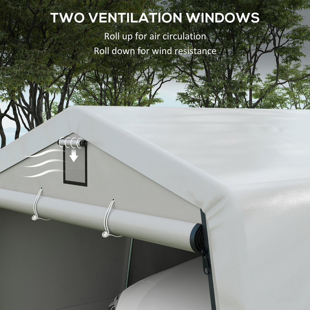 12' x 20' Portable Garage, Heavy Duty Carport Canopy with Ventilation Windows and Large Roll-up Door, Black
