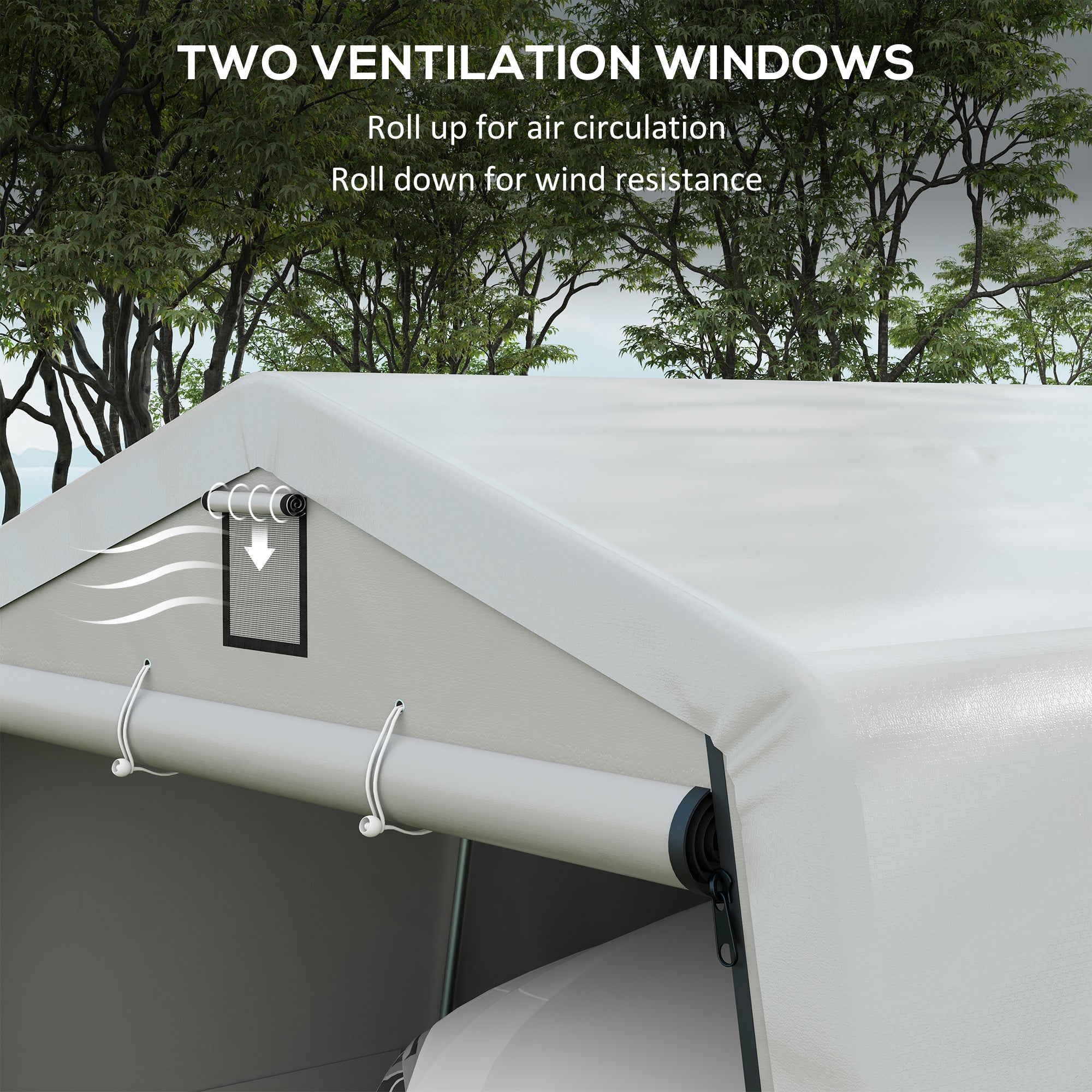 12' x 20' Portable Garage, Heavy Duty Carport Canopy with Ventilation Windows and Large Roll-up Door, Black