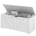 39.4 Inches Storage Chest, Storage Trunk with 2 Safety Hinges for Living Room, Black Wood Grain