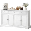Sideboard Buffet Cabinet, 54" Kitchen Storage Cabinet with Soft-Close Doors, 3 Drawers and 2 Adjustable Shelves, White