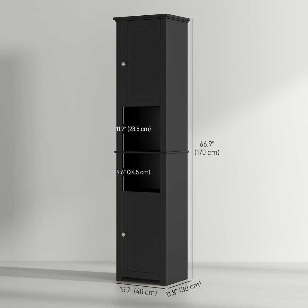 Tall Medicine Cabinet, Freestanding Bathroom Storage Cabinet with Shelves and 2 Cupboards, Bathroom Organizer, White