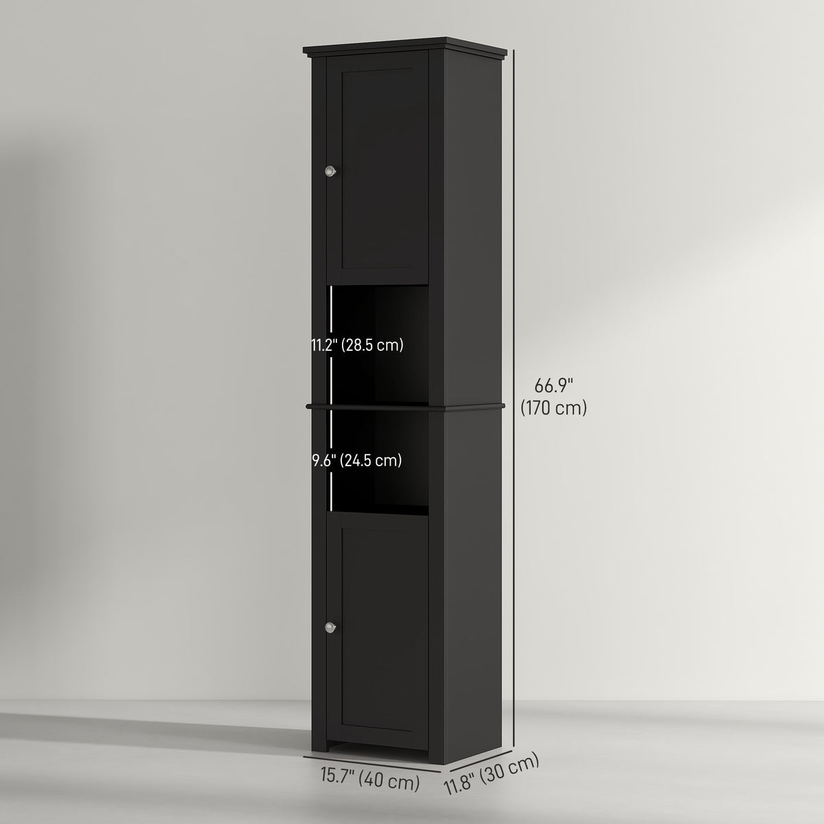 Tall Medicine Cabinet, Freestanding Bathroom Storage Cabinet with Shelves and 2 Cupboards, Bathroom Organizer, White