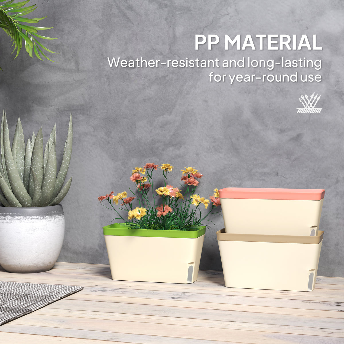 6 Pack Self Watering Flower Pots, 10.5 Inch Planter Box with Water Level Indicator for Vegetables, Succulents Plants