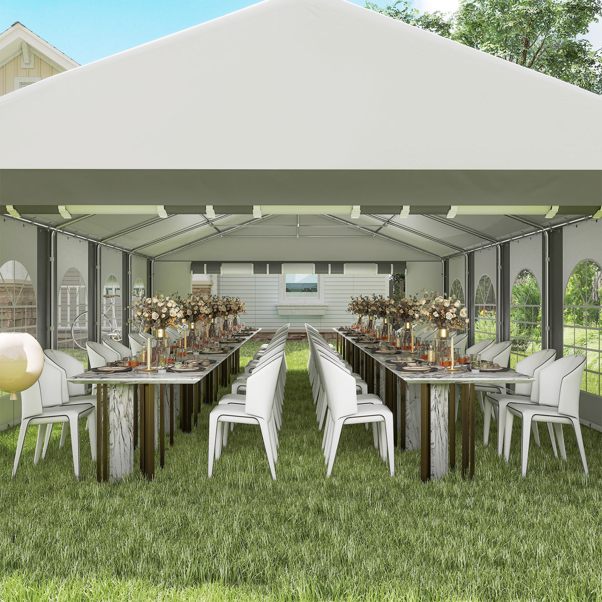 20'x33' Heavy Duty Large Party Tent & Carport with Removable Sidewalls, Portable Garage Canopy Tent, Grey