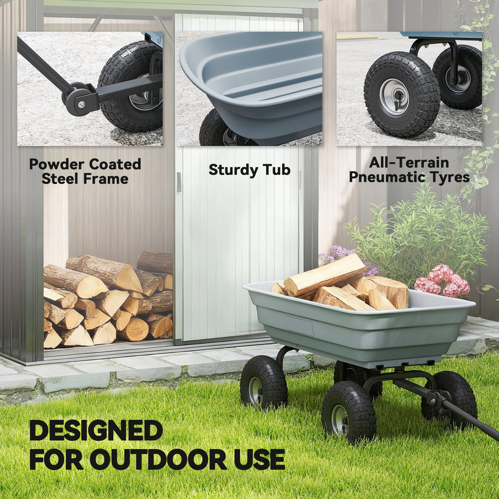 Steel Garden Cart with Handle and 10" Pneumatic Tires, Utility Wagon Cart for Garden, Patio, Lawn, 551 lbs Capacity